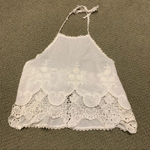 White lace Tobi halter top